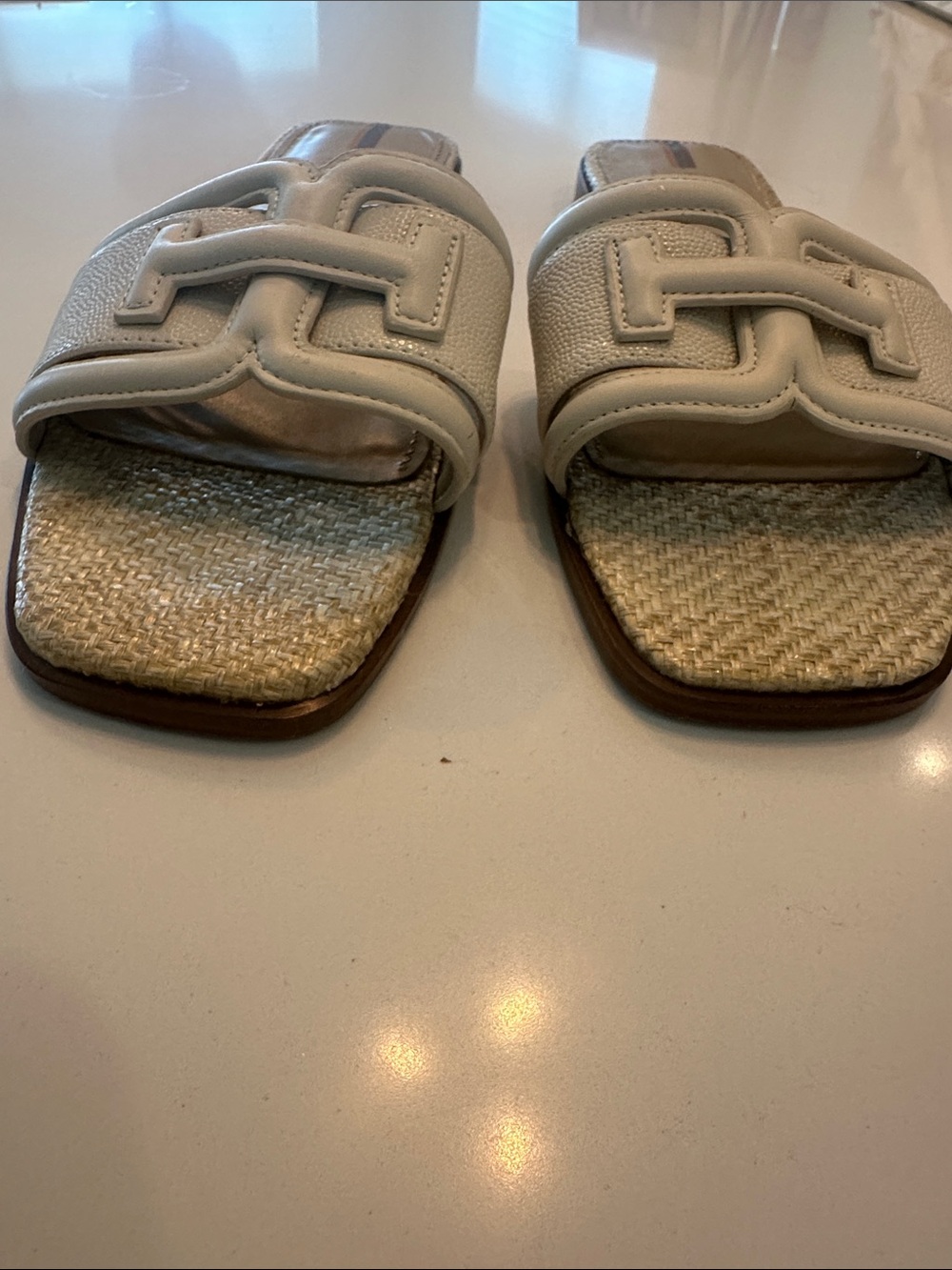 Sam Edelman cream Leather Slide Mules with Woven Insole - Picture 5 of 8